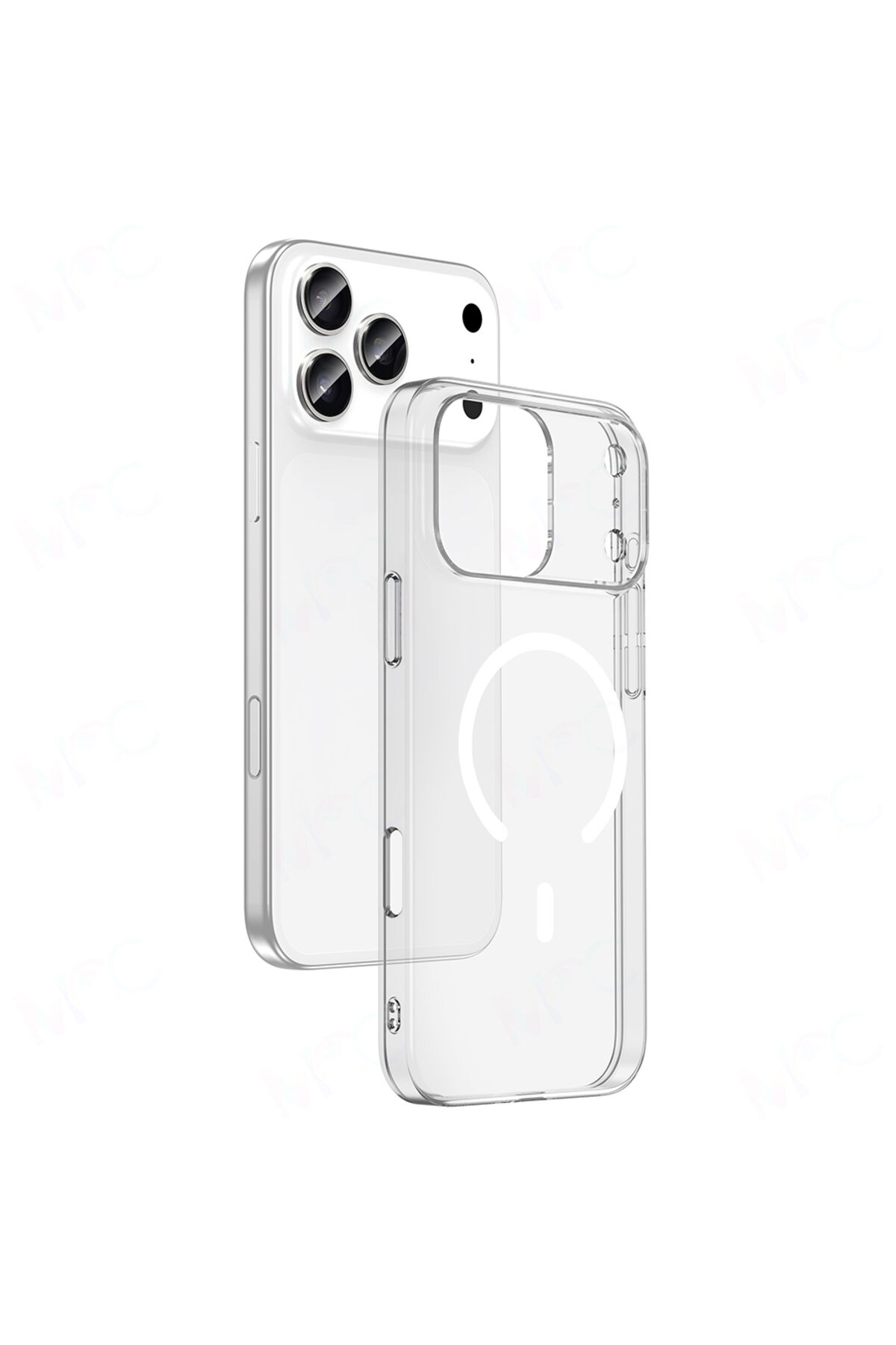 iPhone 17 Pro Kamera Korumalı M-Safe Şarj Özellikli Şeffaf SENK London Silikon Kapak - Şeffaf Şeffaf