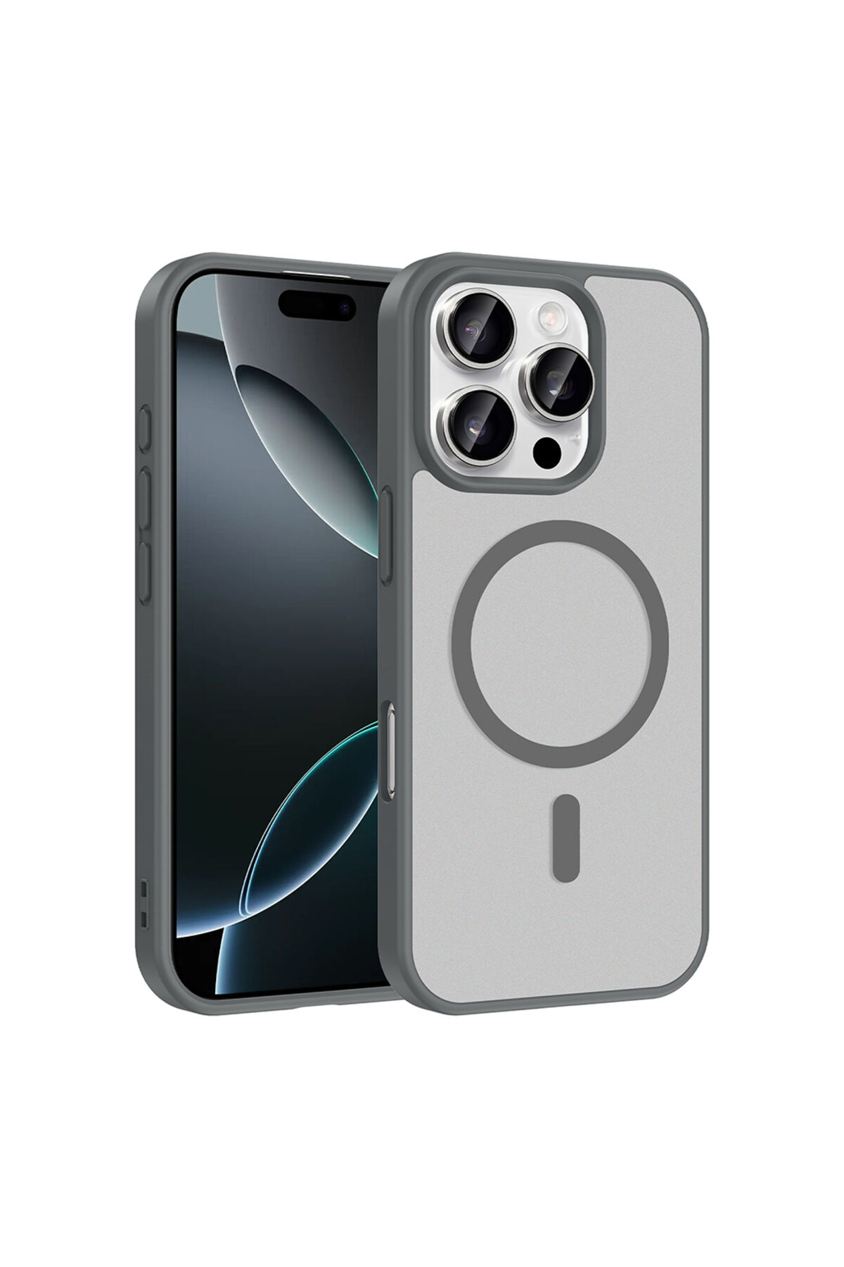 iPhone 16 Pro Max Kılıf M-safe Şarj Özellikli Zore Babet Kapak - Siyah Gri