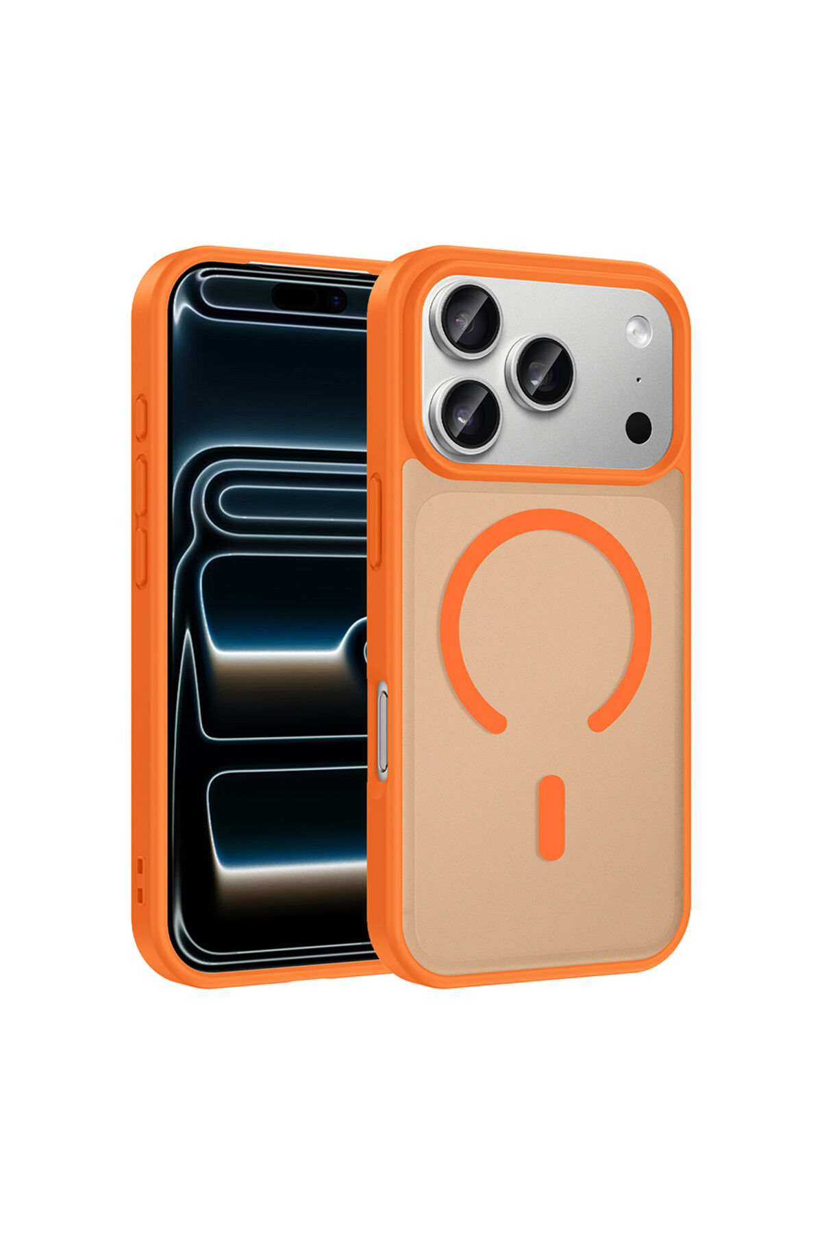 iPhone 17 Pro Kılıf M-safe Şarj Özellikli Zore Babet Kapak - Turuncu Turuncu