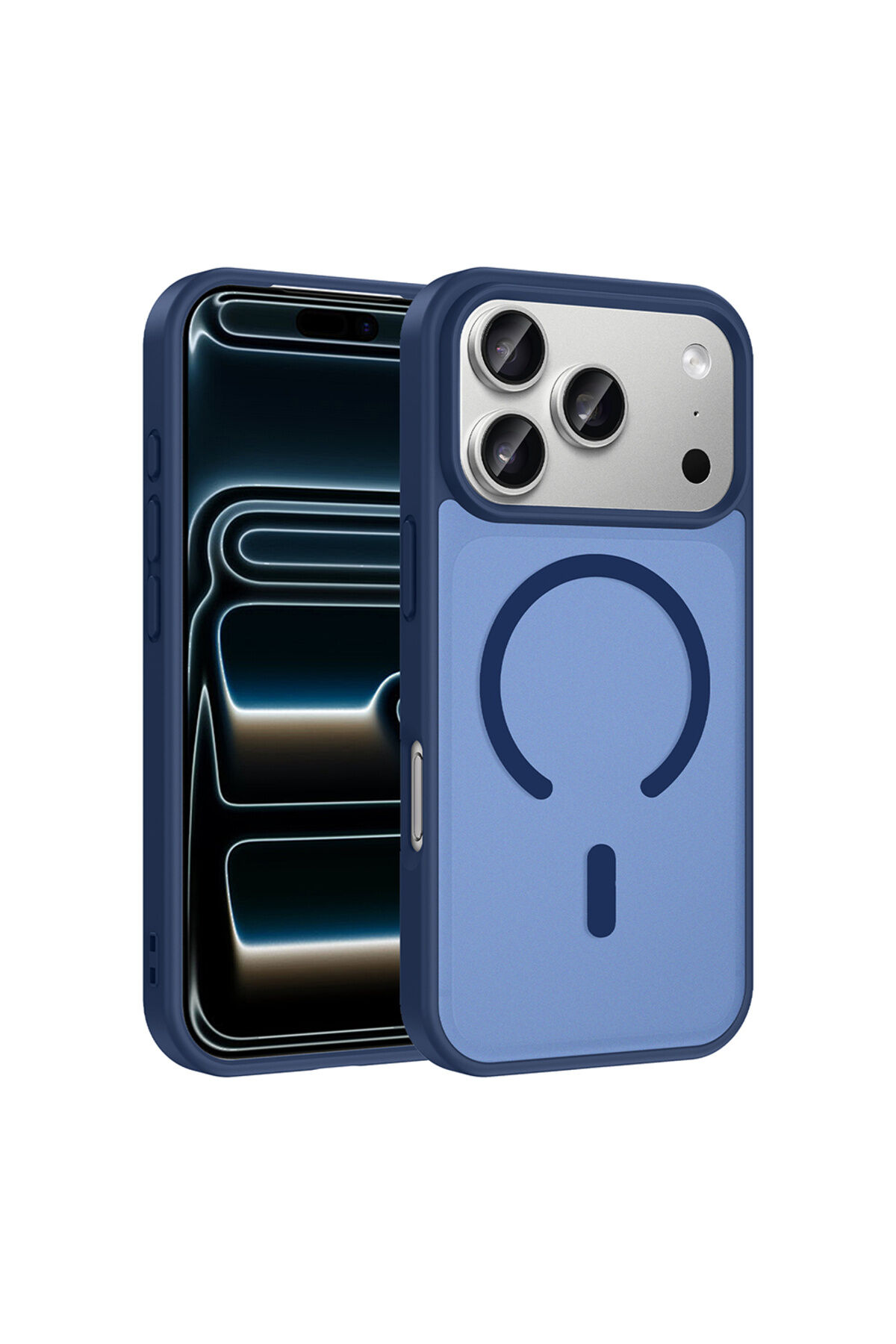 iPhone 17 Pro Kılıf M-safe Şarj Özellikli Zore Babet Kapak - Turuncu Mavi