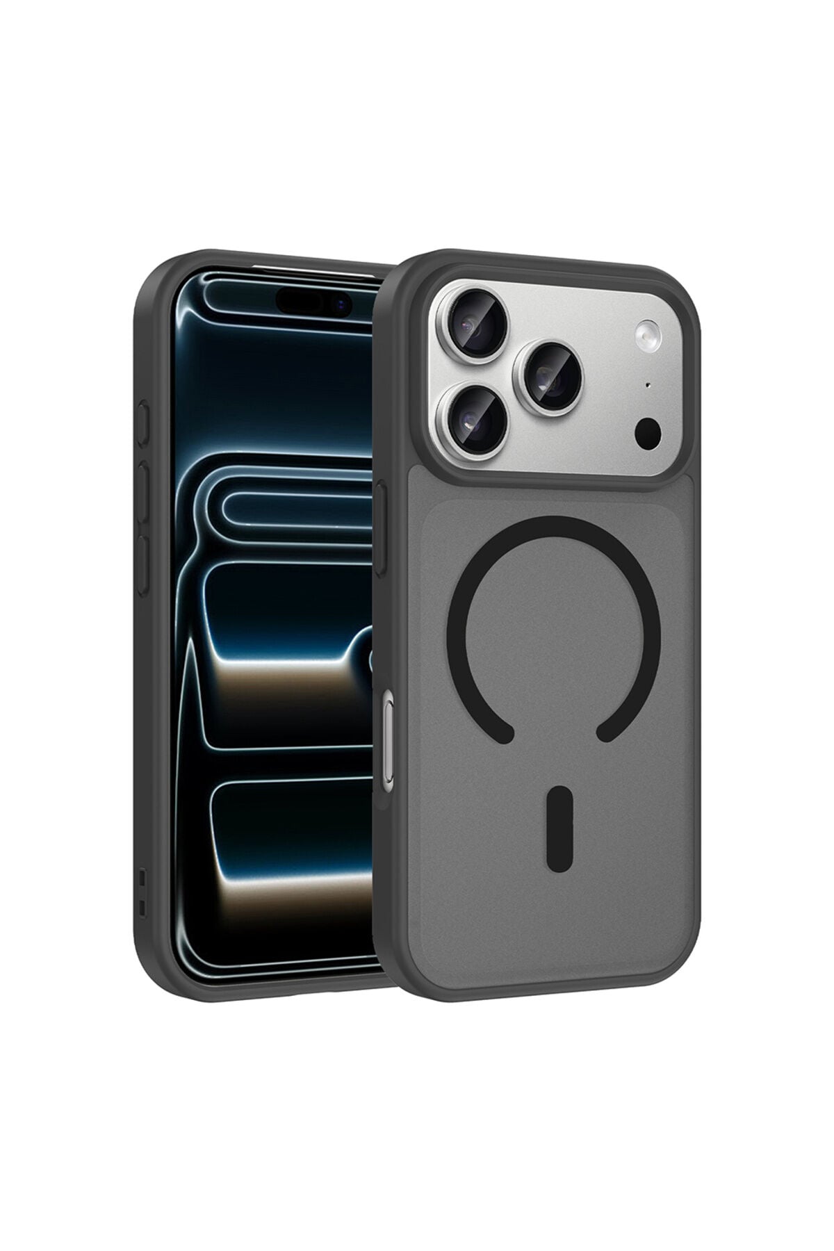iPhone 17 Pro Kılıf M-safe Şarj Özellikli Zore Babet Kapak - Turuncu Siyah