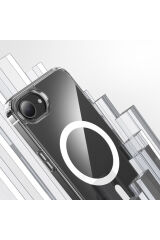 iPhone 17E Kılıf M-safe Şarj Özellikli Şeffaf Sert PC Zore Embos Kapak - Şeffaf Şeffaf