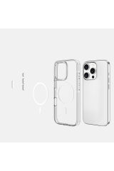 iPhone 16 Pro Max Kılıf Magsafe Şarj Özellikli Kamera Korumalı Zore Kripto Kapak - Şeffaf