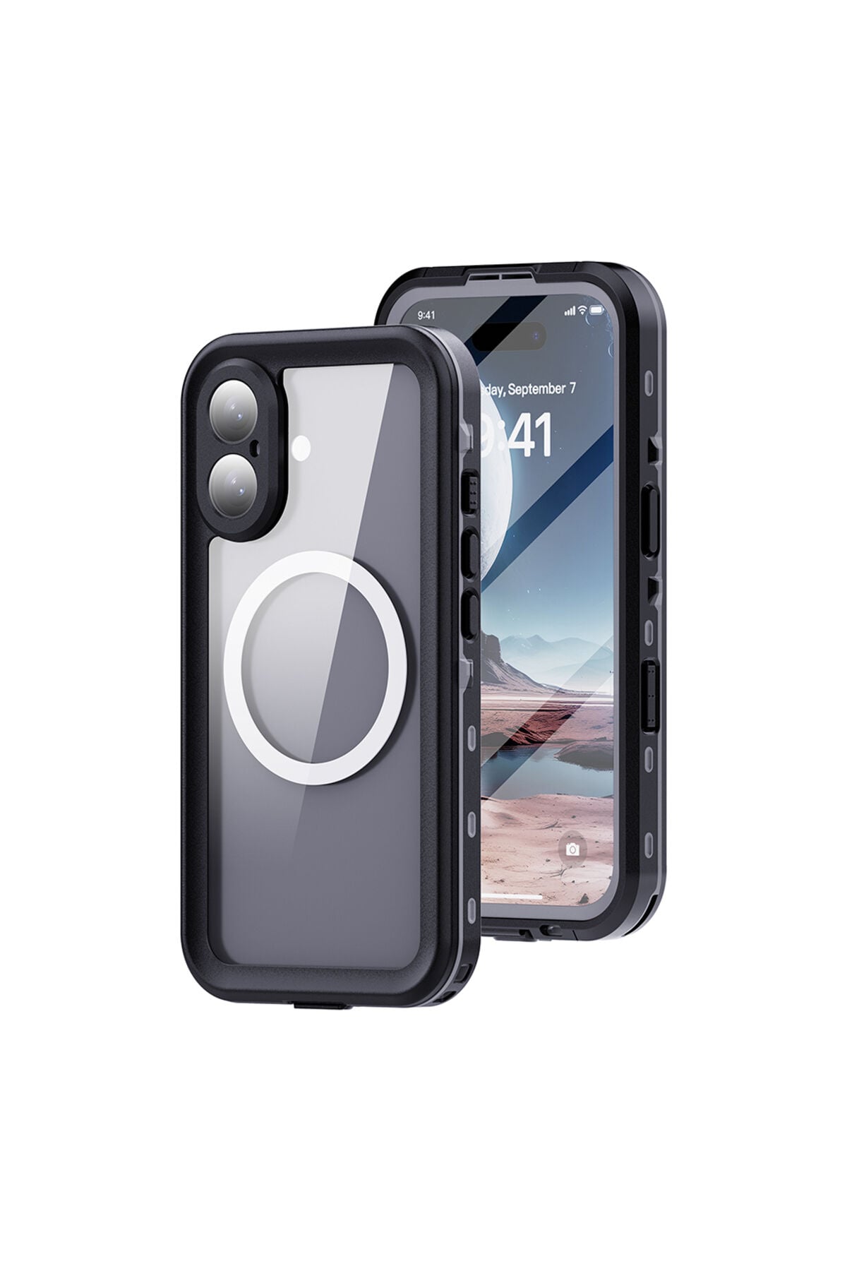 iPhone 16 Kılıf 1-1 Su Geçirmez Kılıf - Siyah Siyah