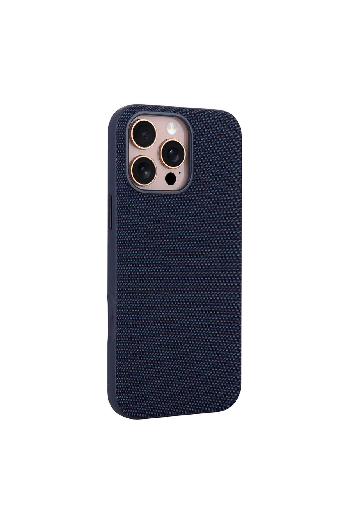 iPhone 16 Pro Kılıf M-Safe Şarj Özellikli Kumaş Tasarımlı Zore Miami Sert PC Kapak - Lacivert Lacivert