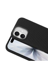 iPhone 17 Kılıf M-Safe Şarj Özellikli Kumaş Tasarımlı Zore Miami Sert PC Kapak - Siyah Siyah