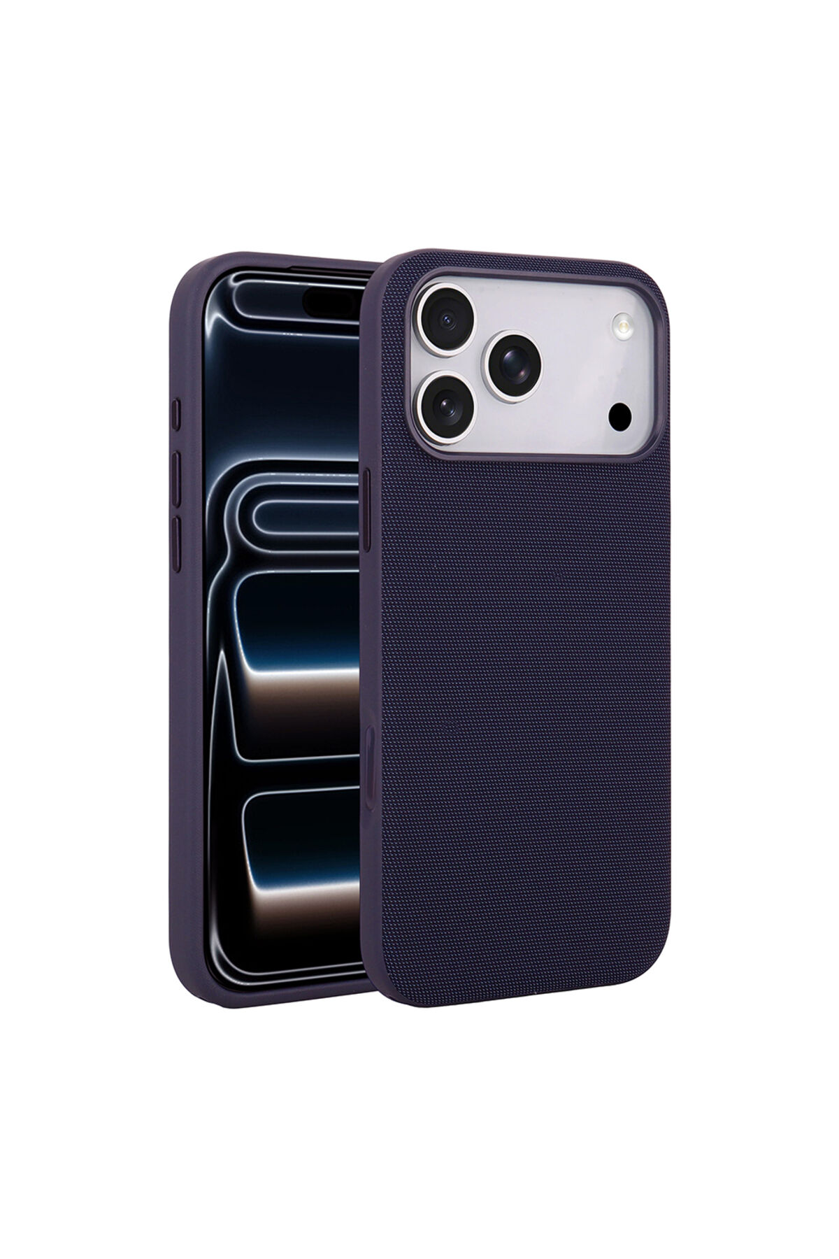iPhone 17 Pro Kılıf M-Safe Şarj Özellikli Kumaş Tasarımlı Zore Miami Sert PC Kapak - Yeşil Mor