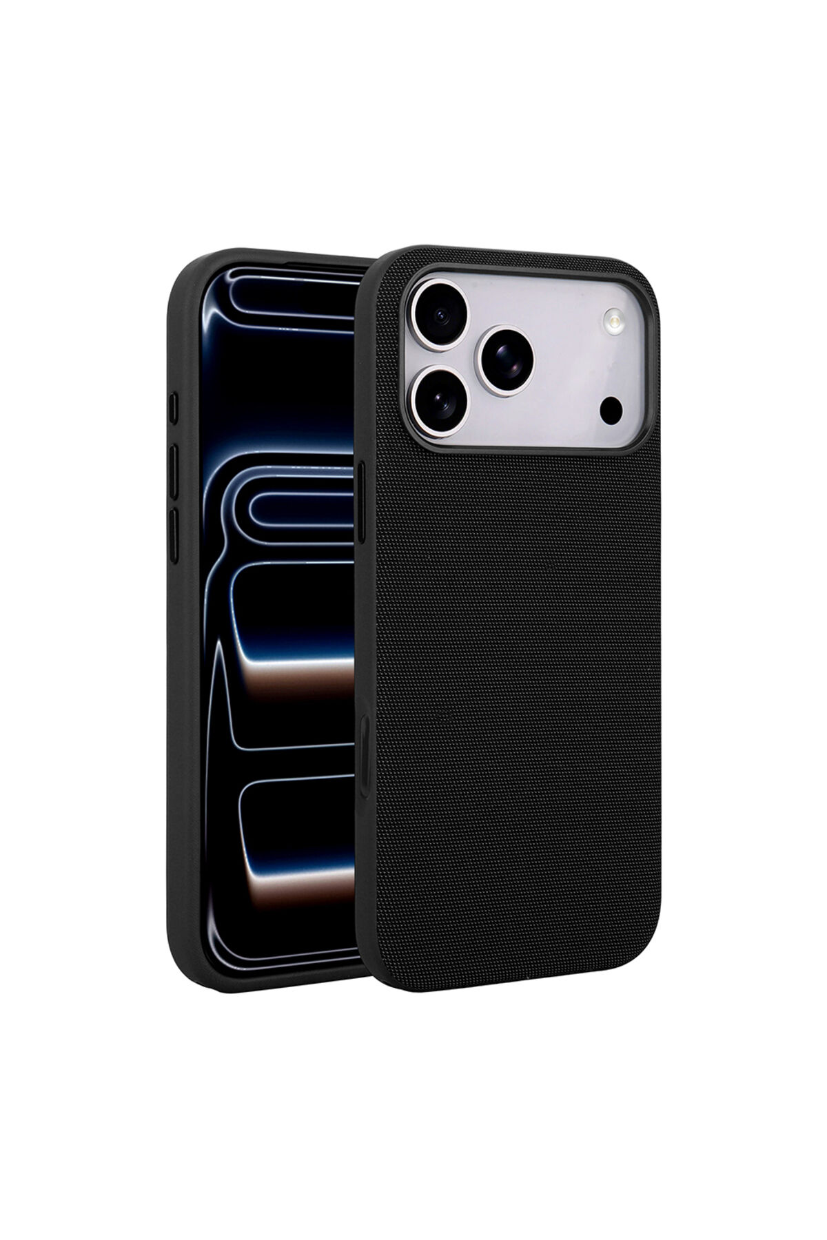 iPhone 17 Pro Kılıf M-Safe Şarj Özellikli Kumaş Tasarımlı Zore Miami Sert PC Kapak - Yeşil Siyah